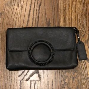 Black crossbody purse with gold chain